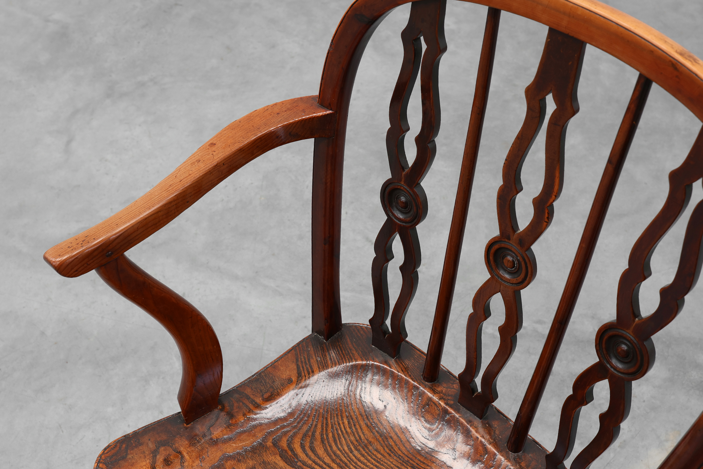 English Windsor armchair with oak seat and spindle back, 19th centurythumbnail